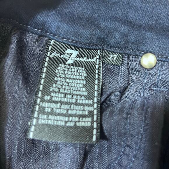 7 For All Mankind The Mid Rise Skinny Jeans 27x30 Dark Blue Denim Stretch USA - Picture 7 of 11